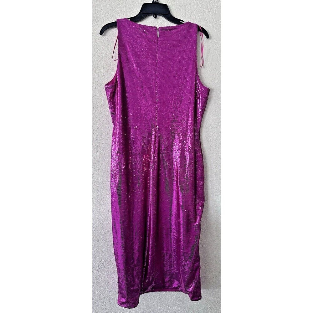 Michael Kors Women's Sequined Midi Dress Cocktail special occasion Hot Pink M - Picture 7 of 7